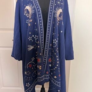 Embroidered Johnny was Blue Kimono Cardigan